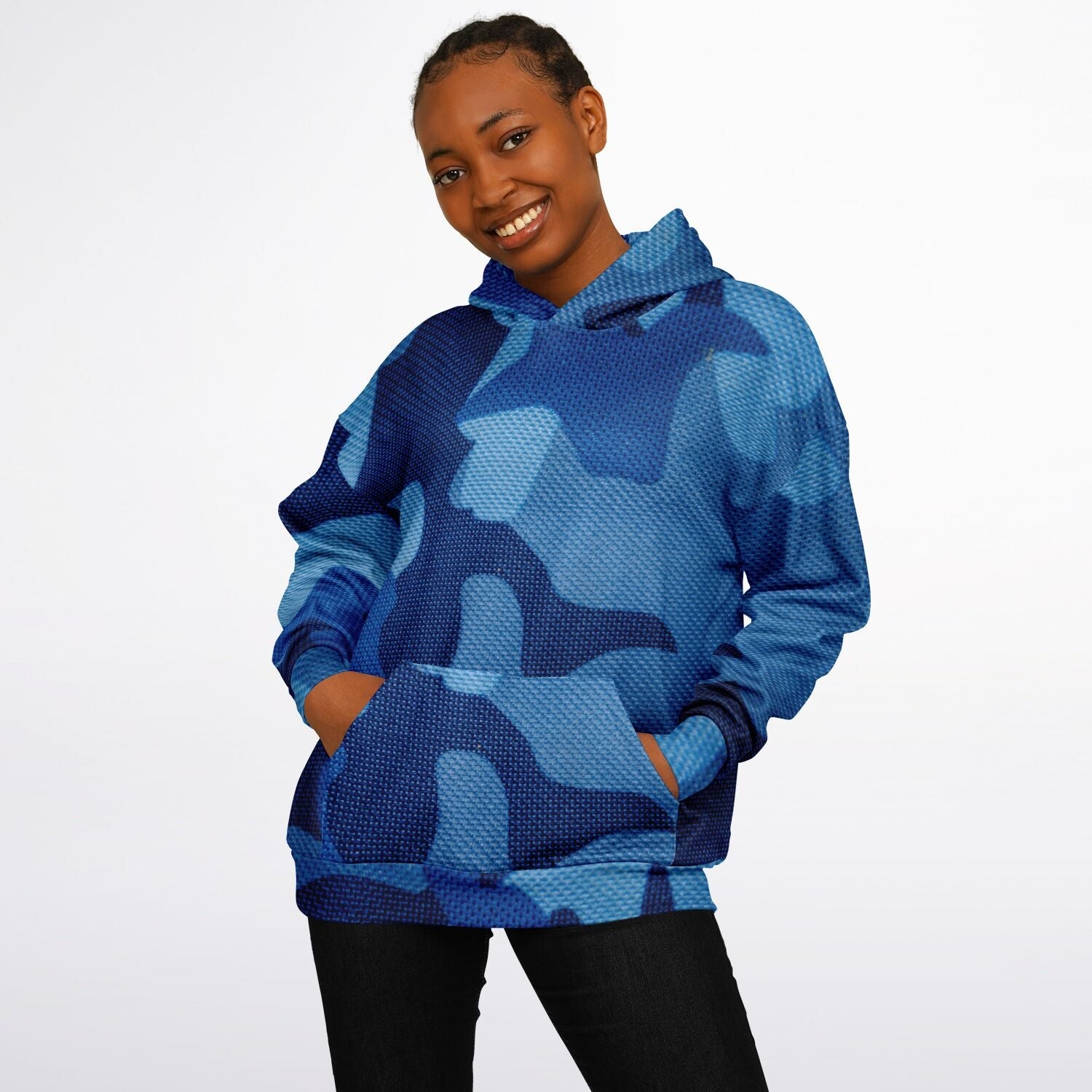 Blue Oversized Hoodie | Camouflage Cloth Pattern | Camo Colors