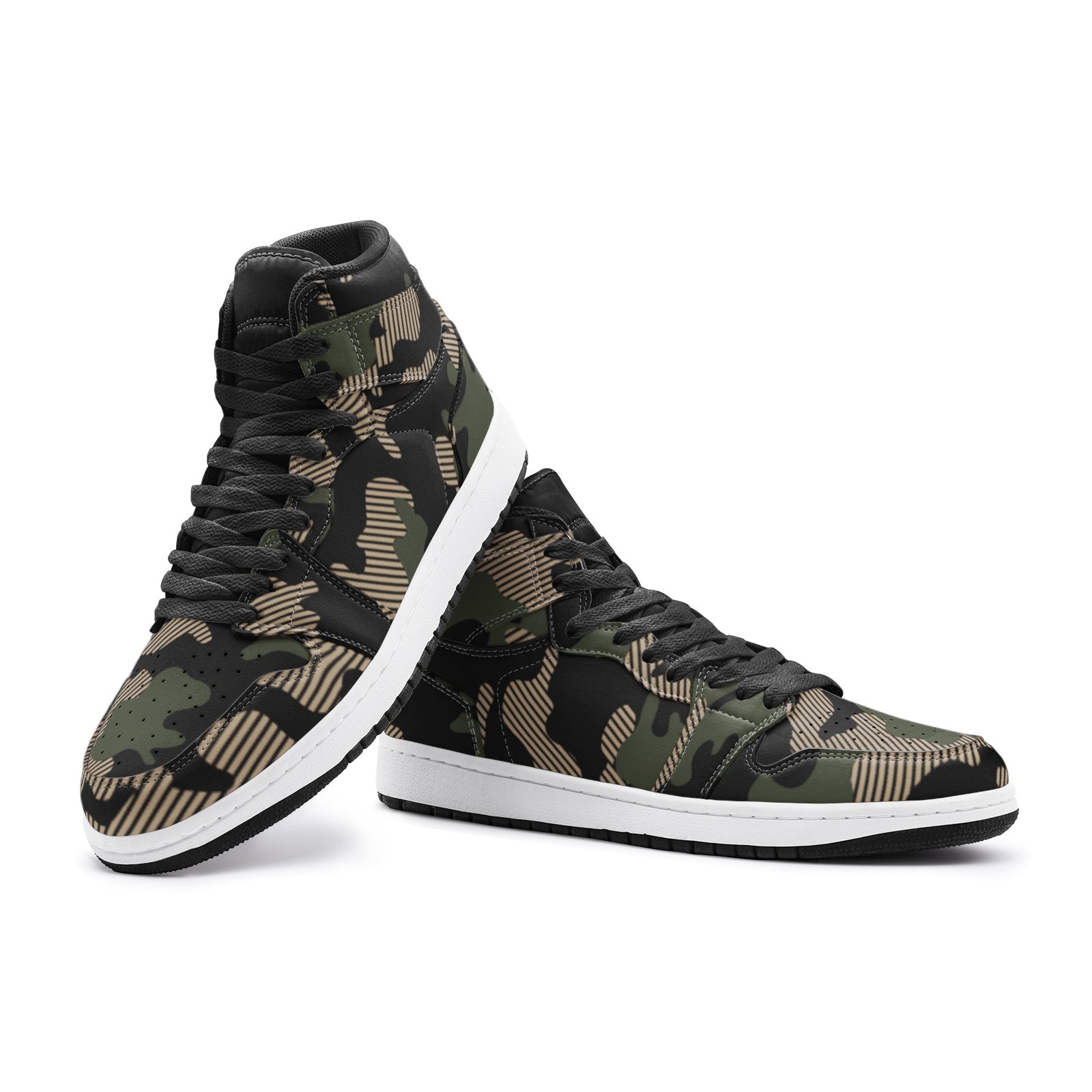 Military Green Camo Sneakers AJ 1 | High Top Leather Camo Colors