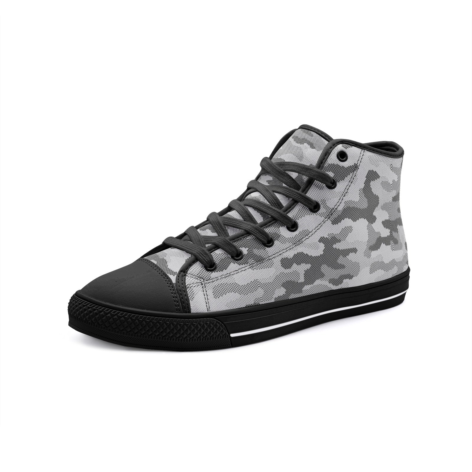 Camo Shoes | High Top Canvas | Gray Digital Camouflage Camo Colors