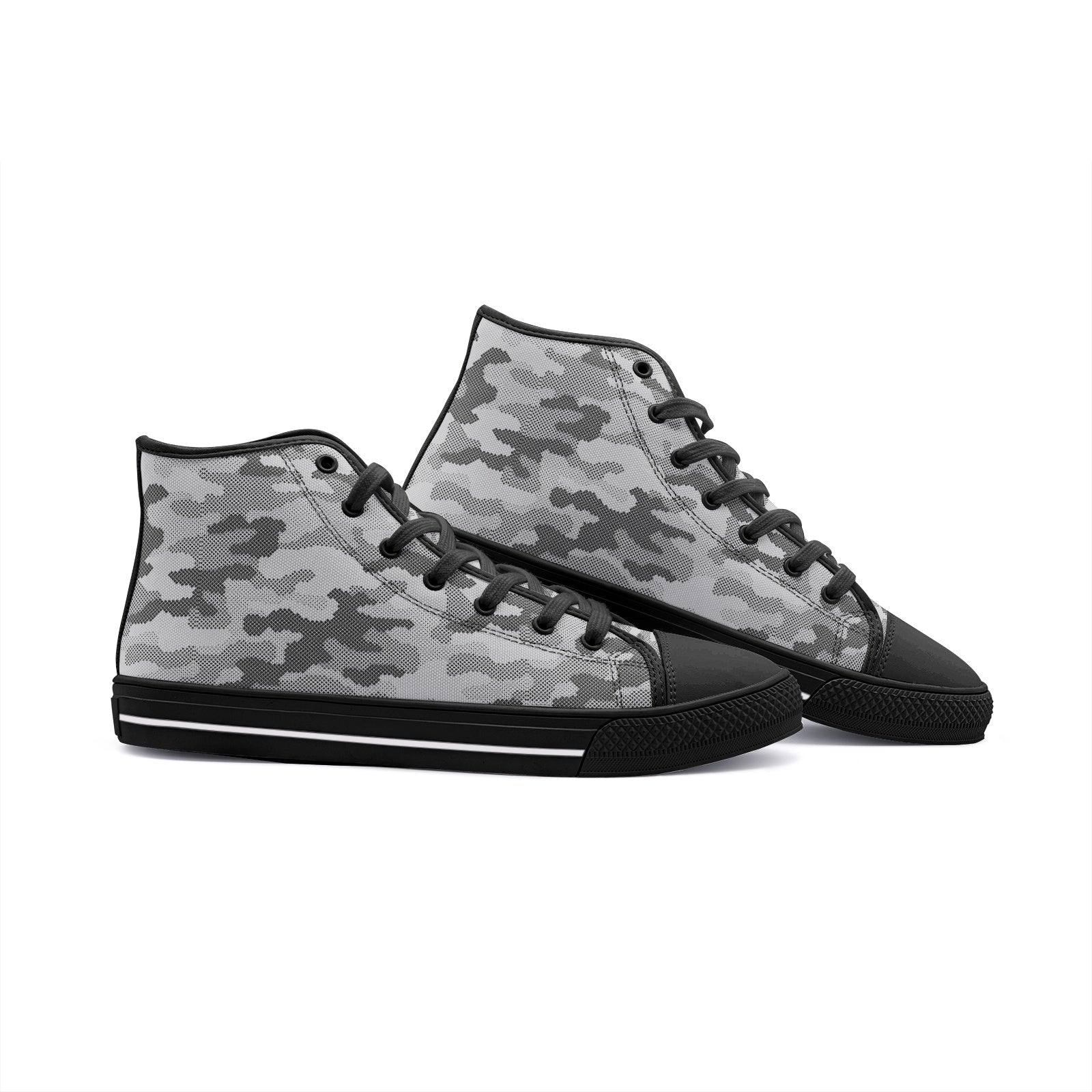 Camo Shoes | High Top Canvas | Gray Digital Camouflage Camo Colors