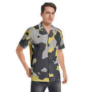 Men's Cotton Camo Shirt | Yellow, Black, & Silver Short-Sleeve Camo Colors