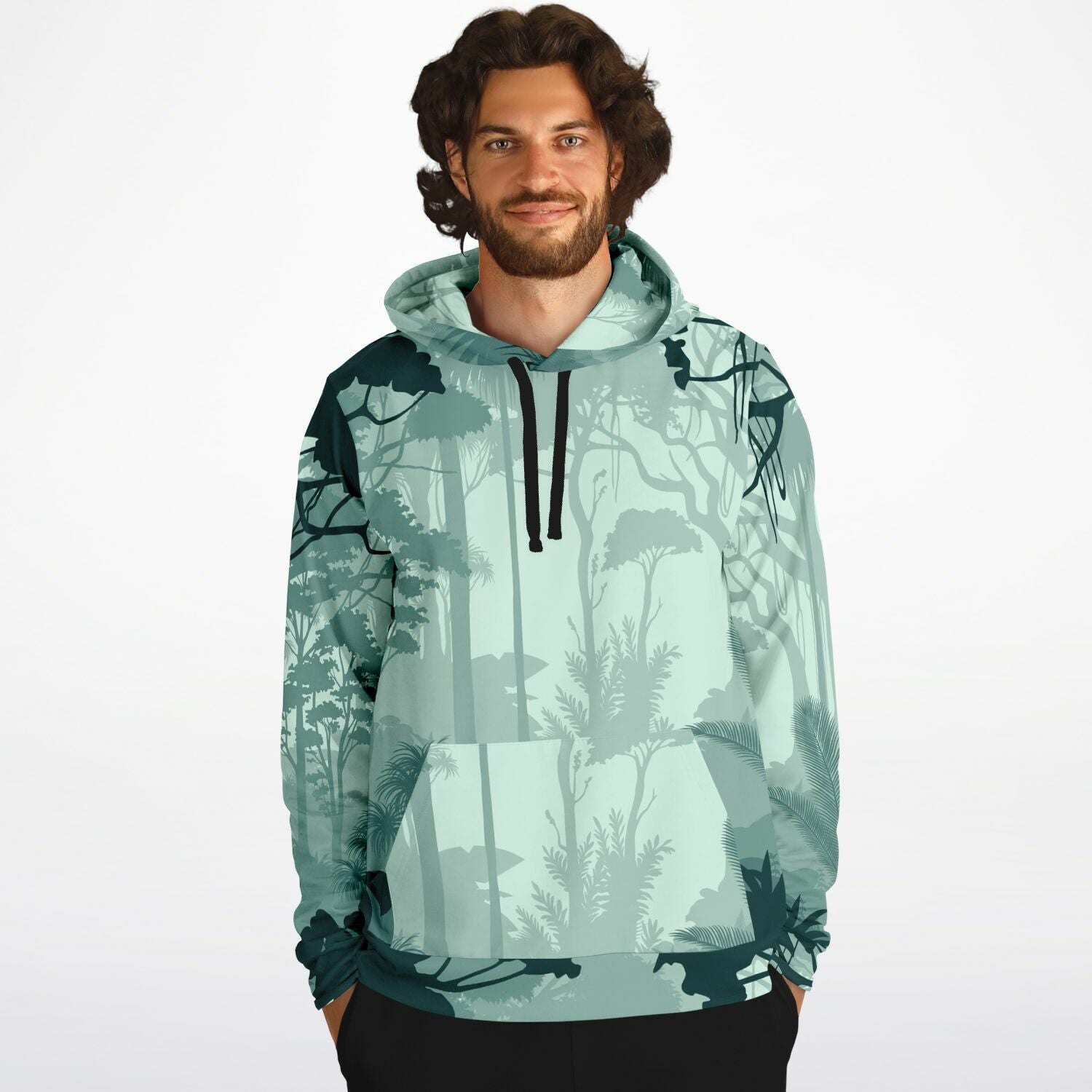 Dark Forest Print Hoodie | Tropical Rainforest Background | camo colors