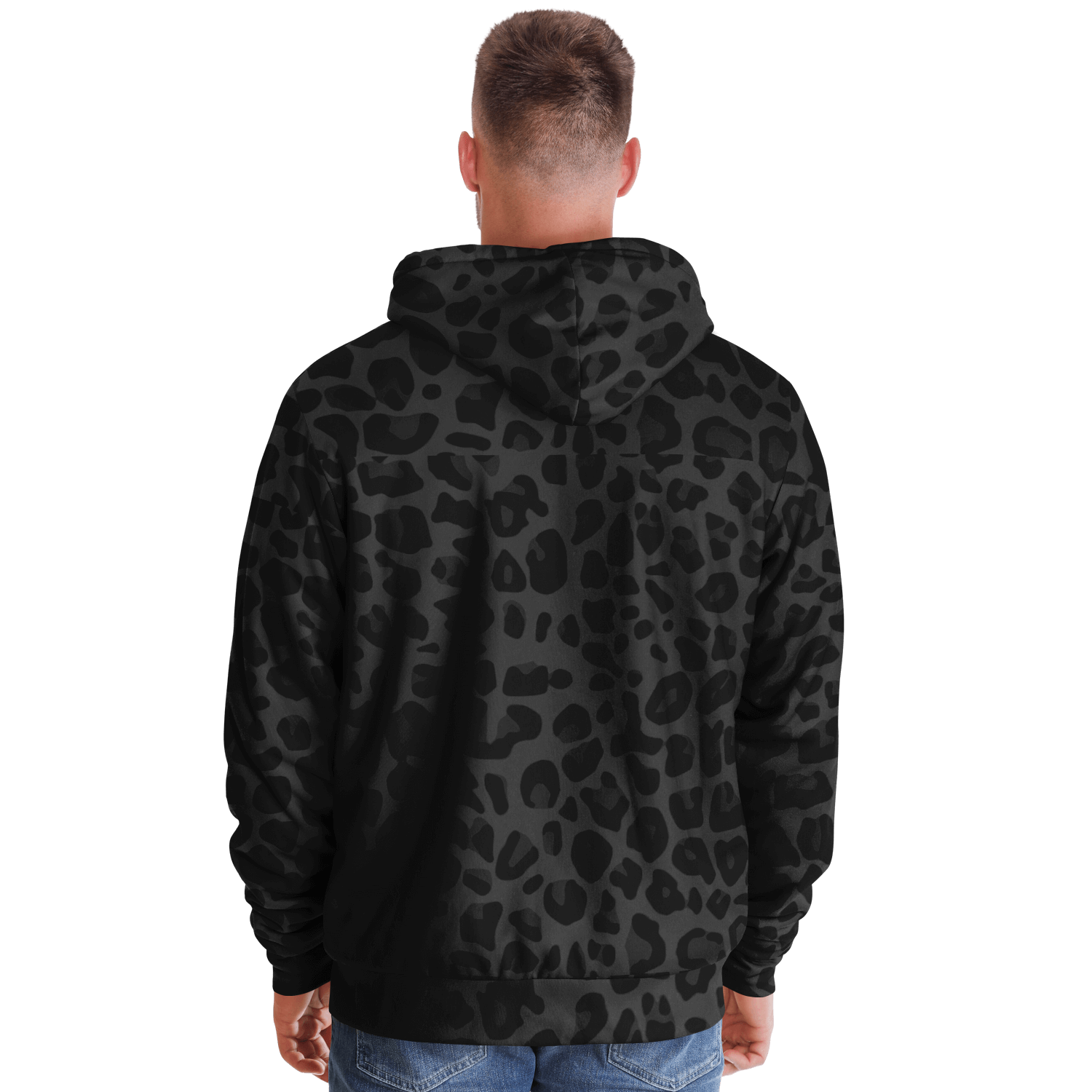 Microfleece Zip Hoodie | Black Puma Print Camo Colors