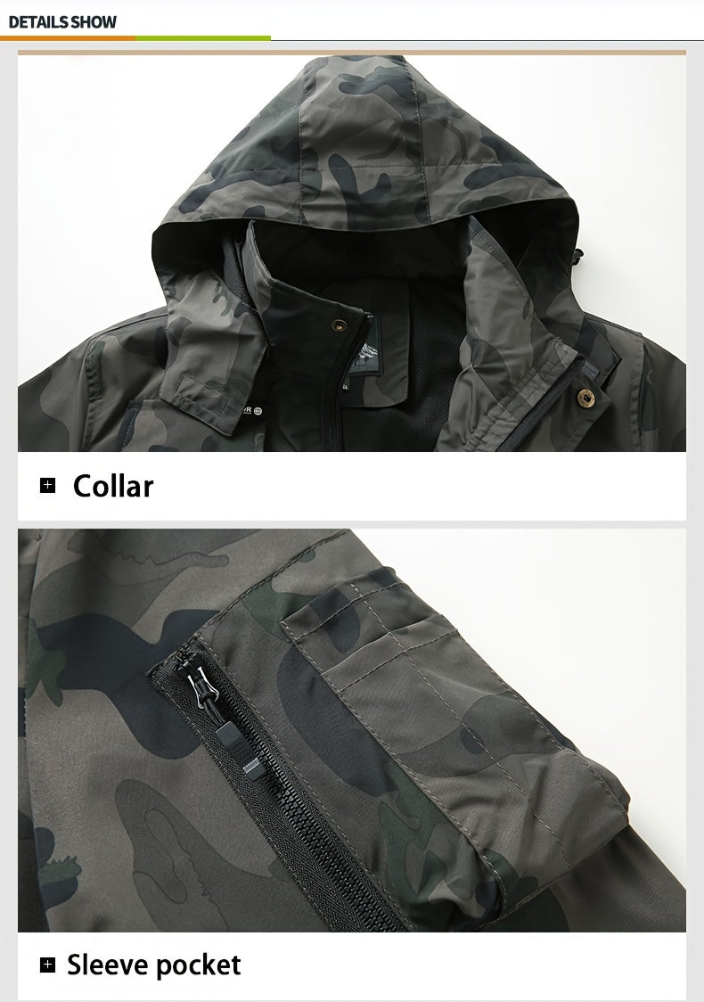 Men's Camo Jacket | Outdoor Stylish with Removable Hood Camo Colors
