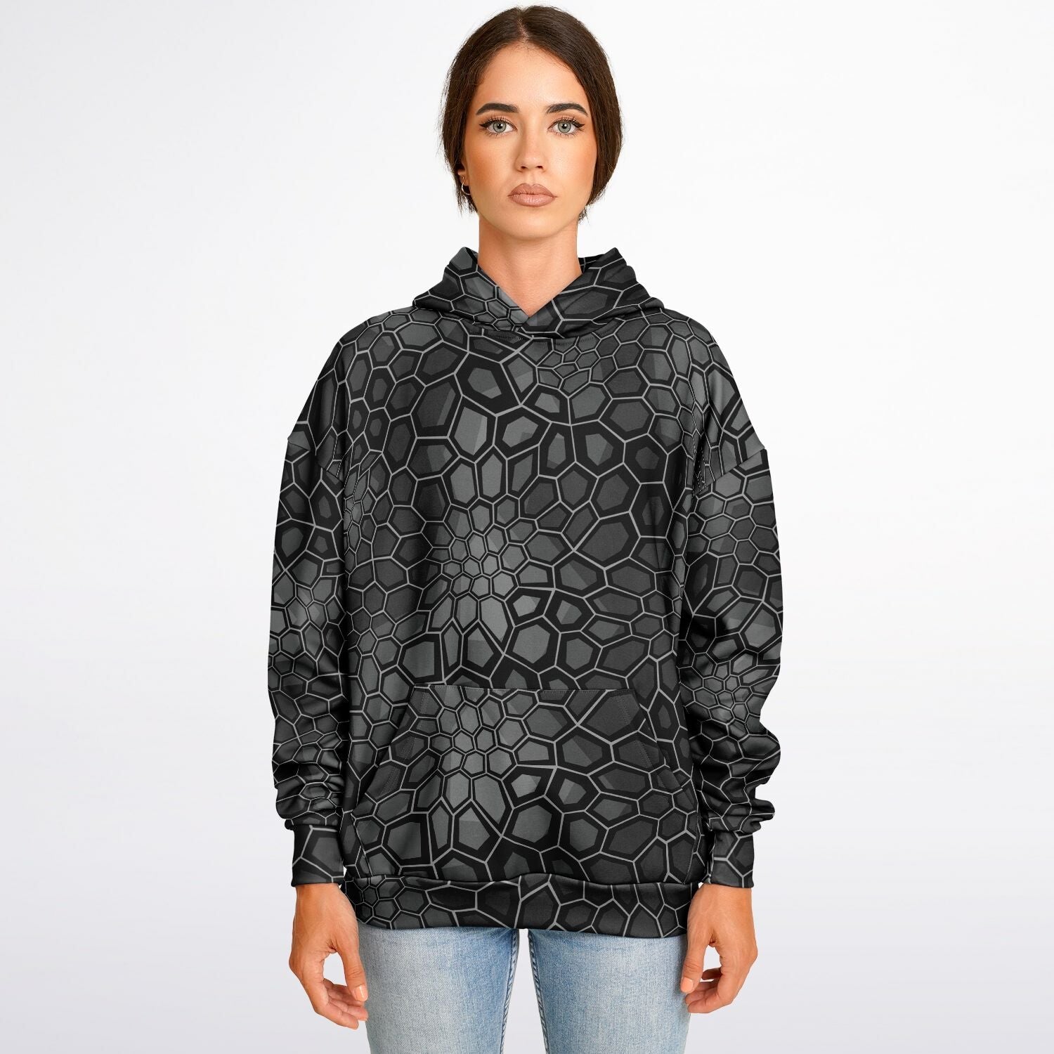 Oversized Camo Hoodie | Black Snake Hexagonal | Camo Colors