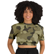 Camo Crop Top Sweatshirt | Green Fabric Camo Colors