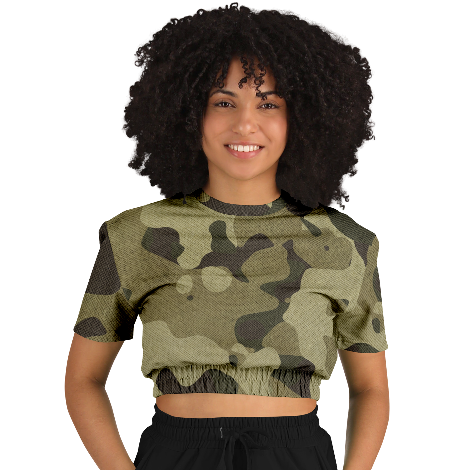 Camo Crop Top Sweatshirt | Green Fabric Camo Colors