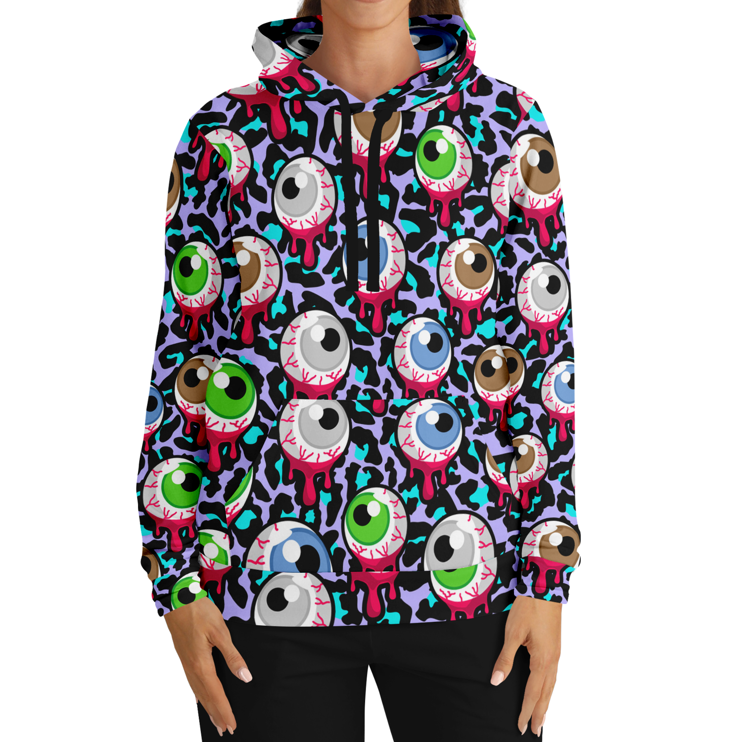 Zombie Hoodie | Bloody Alien Eyeballs, Creepy & Psychedelic Camo Colors