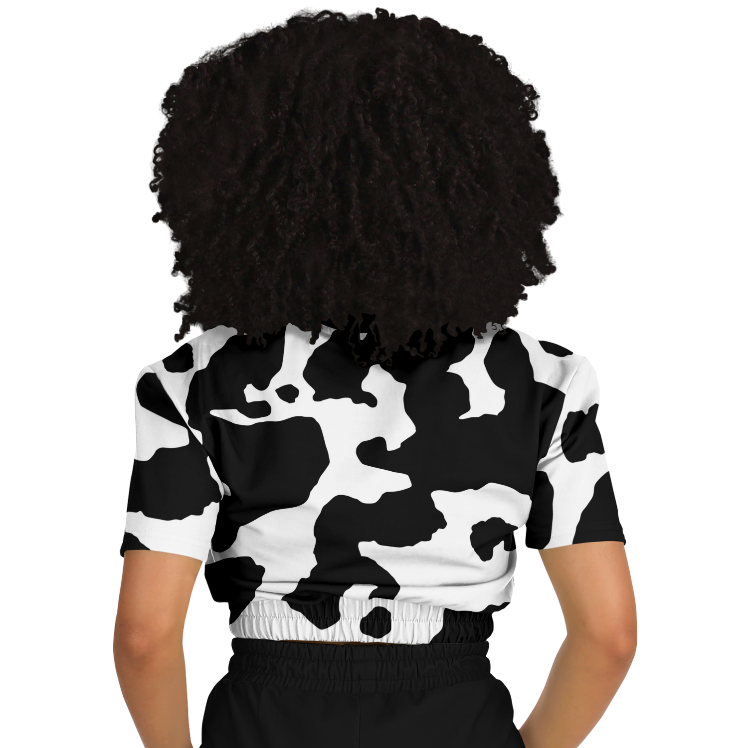 Camo Crop Top Sweatshirt | Black & White Cow Camo Colors
