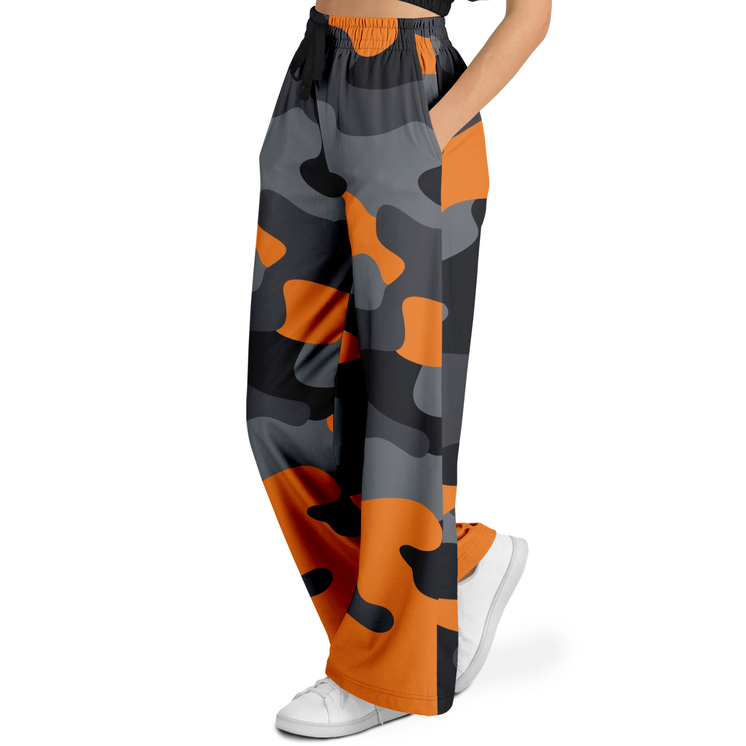 Camo Wide Leg Pants | Orange, Gray & Black Camouflage Camo Colors