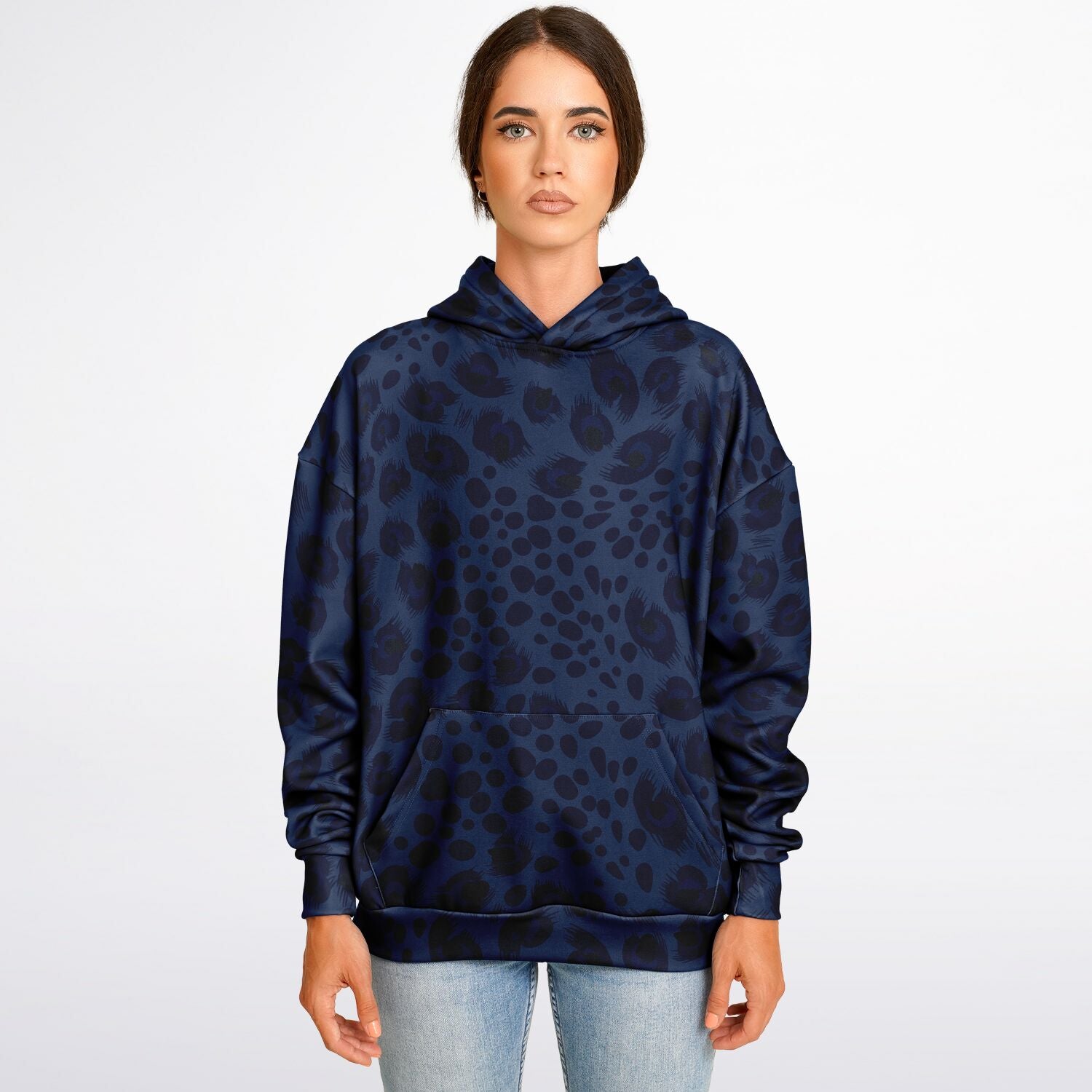 Oversized Leopard Hoodie | Deep Blue | Camo Colors