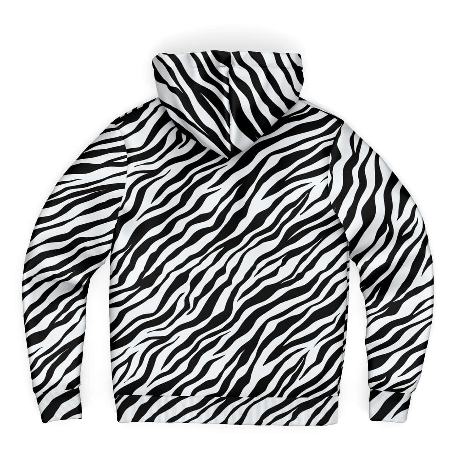 Microfleece Zip Hoodie in Black and White Zebra Print Camo Colors