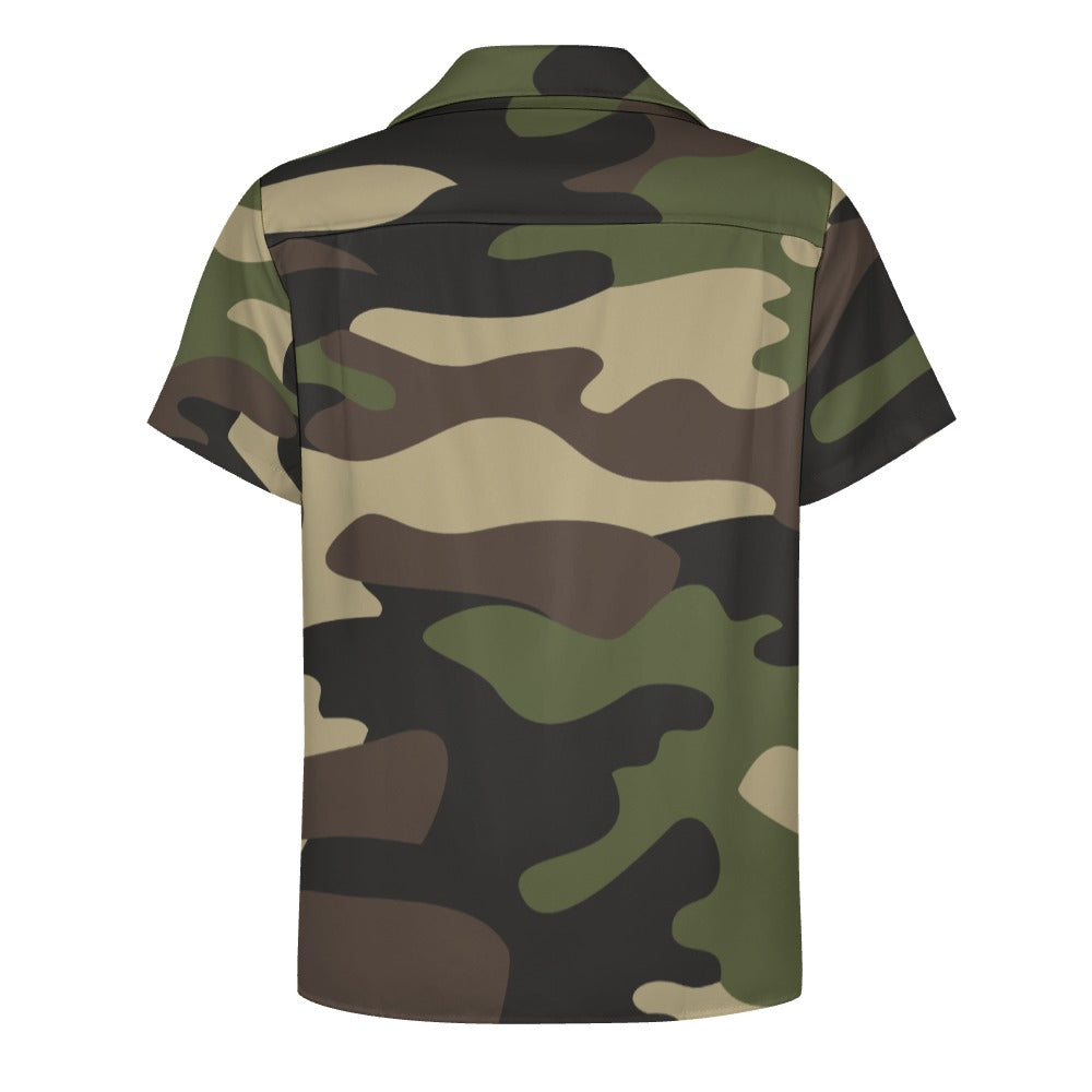 Green Camo Shirt For Men | Cuban Collar Design | Camo Colors