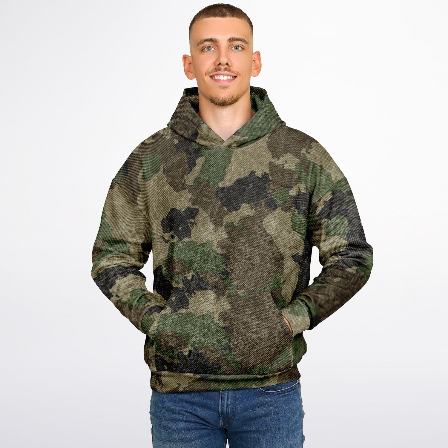 Oversized Hoodie | Brown Camouflage Uniform Cloth Pattern | Camo Colors