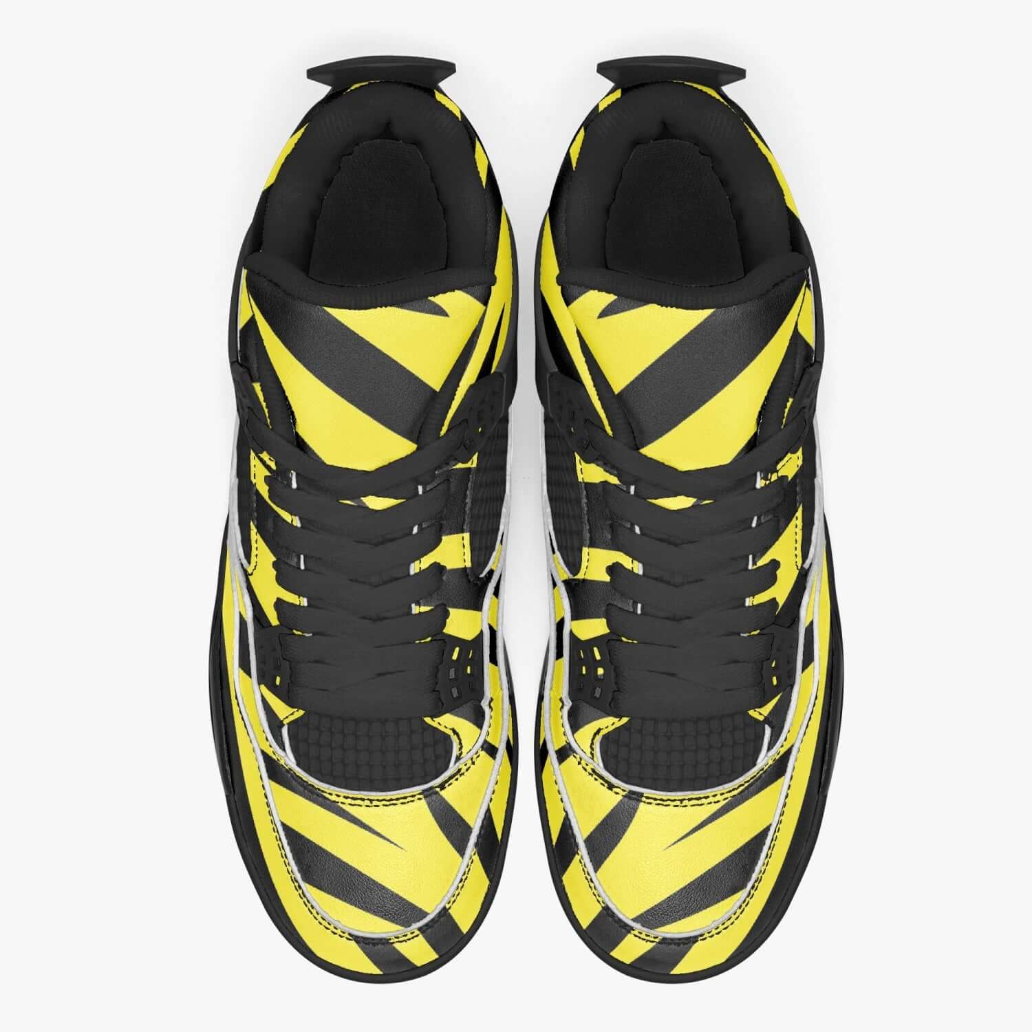 Zebra Jordans AJ4 | Yellow and Black Sneakers style Camo Colors