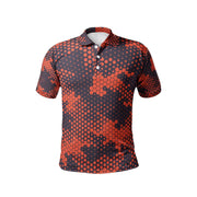 Camo Golf Shirt | Orange & Blue Digital Camo Colors