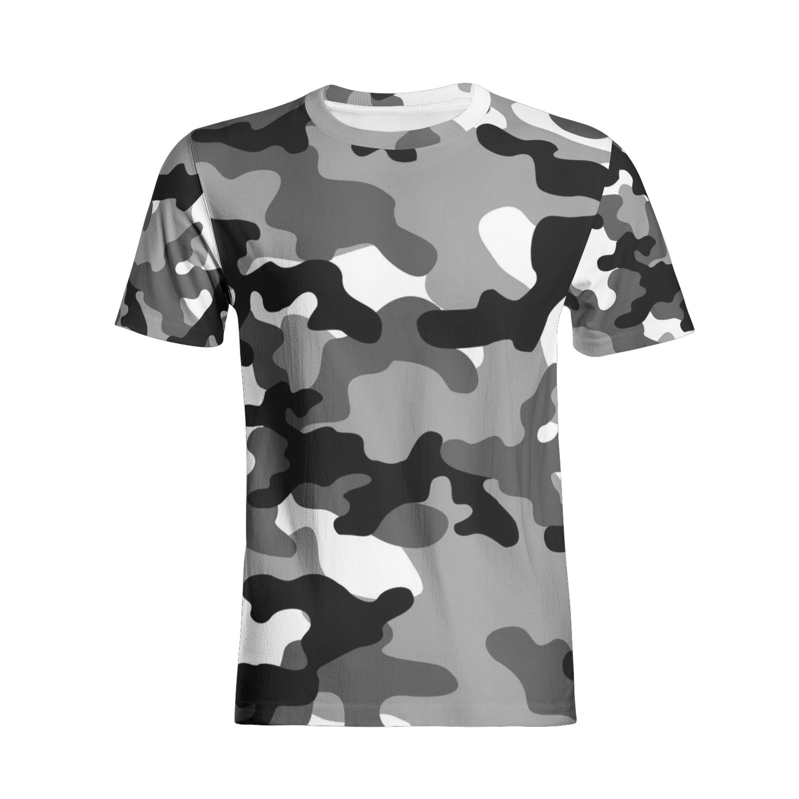 Camo T-shirt | Cotton | Unisex | Gray, Black, and White Camo Colors