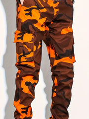 Men's Camo Cargo Cropped Pants With Multi Pockets | Vintage Style Camo Colors