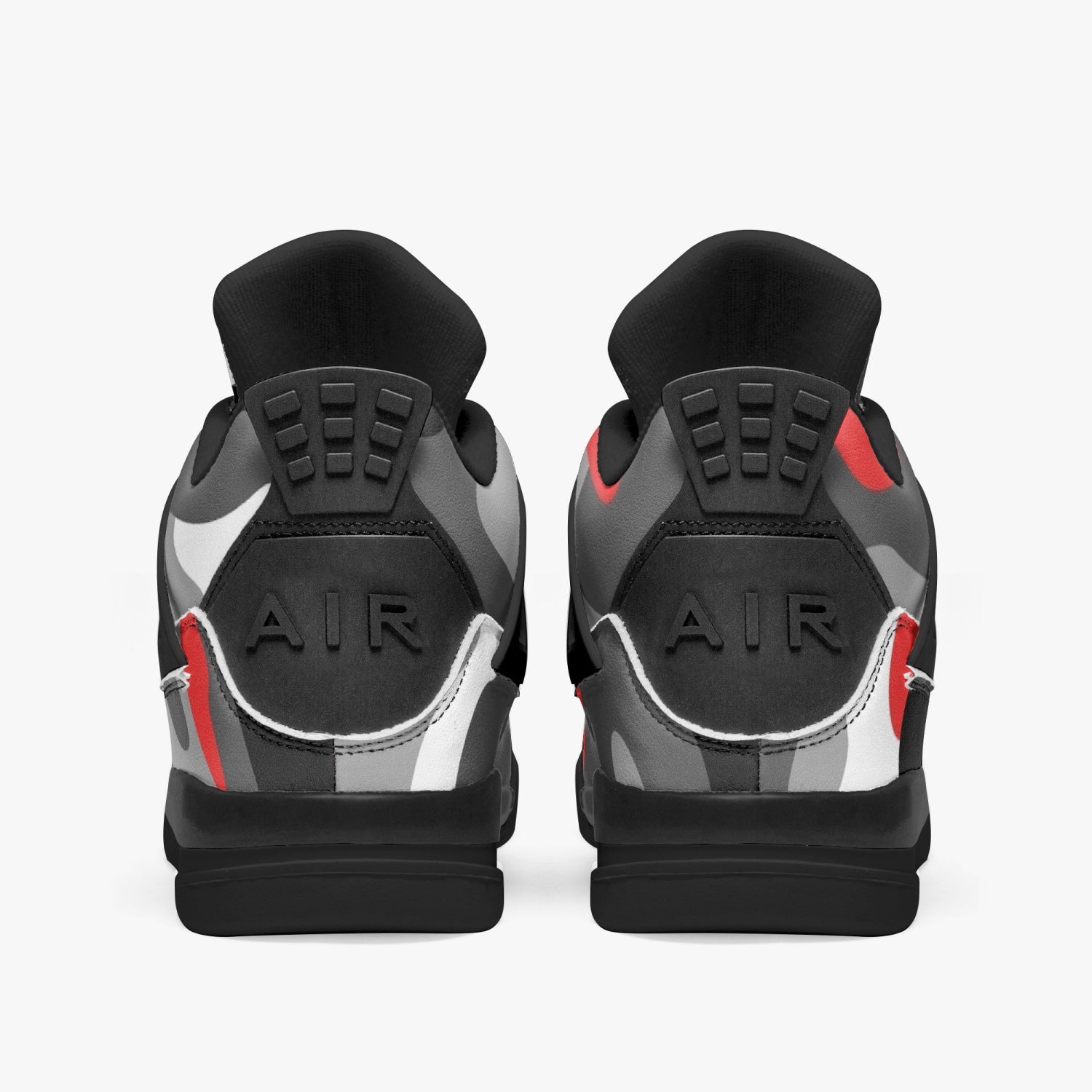 Camo Jordans AJ4 | Red, Gray, Black & White Camo Colors
