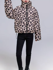 Women's Leopard Print Polyester Padded Jacket | Camo Colors
