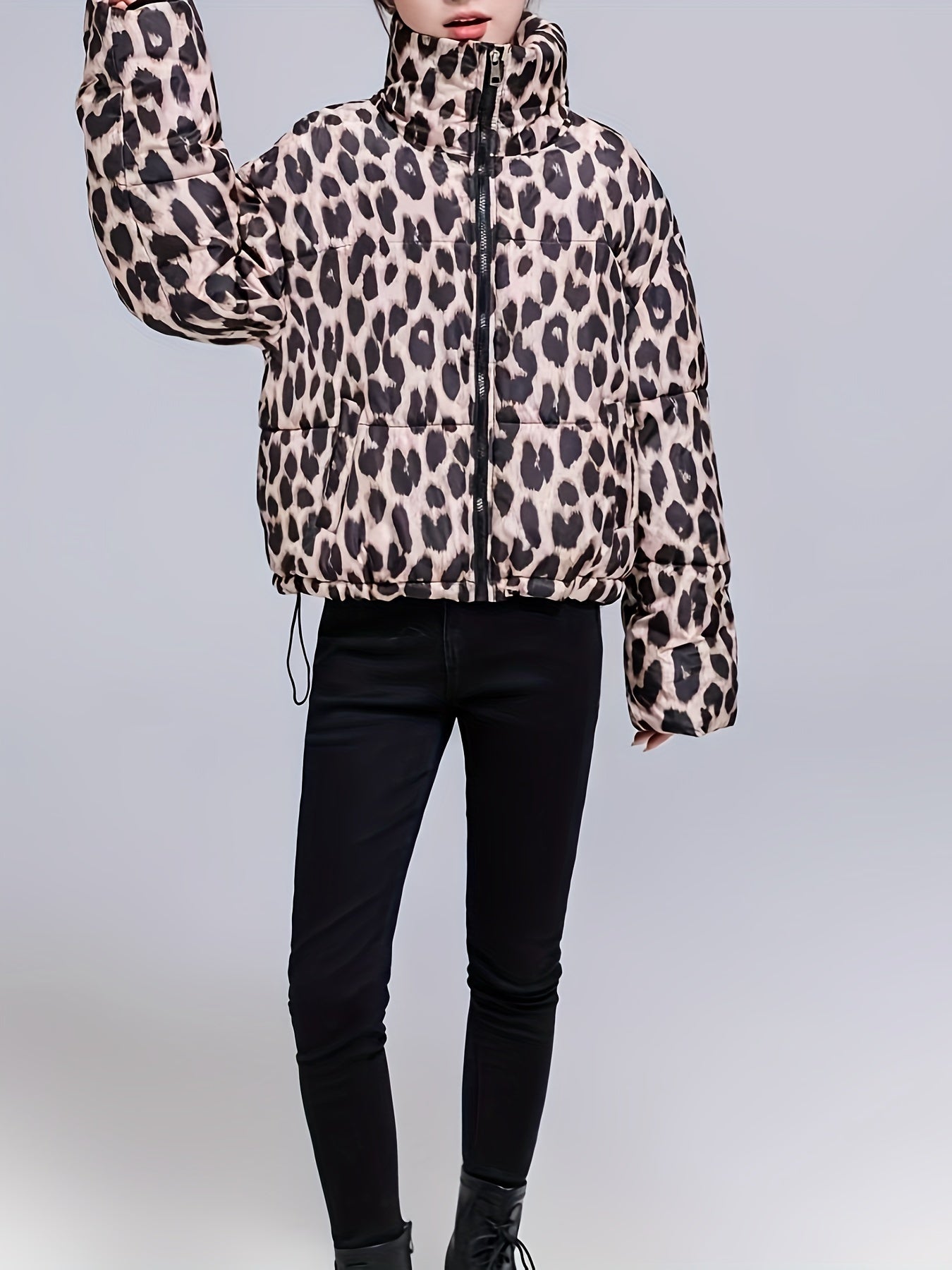 Women's Leopard Print Polyester Padded Jacket | Camo Colors