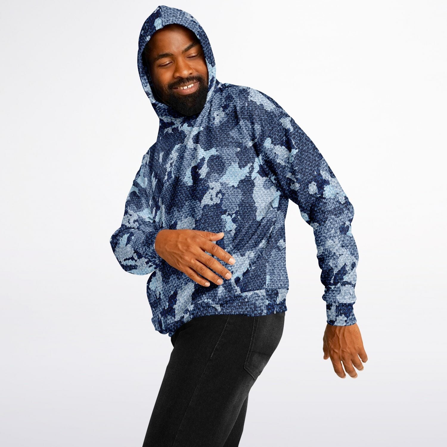 Denim Oversized Hoodie | Blue Camouflage Cloth Pattern | Camo Colors