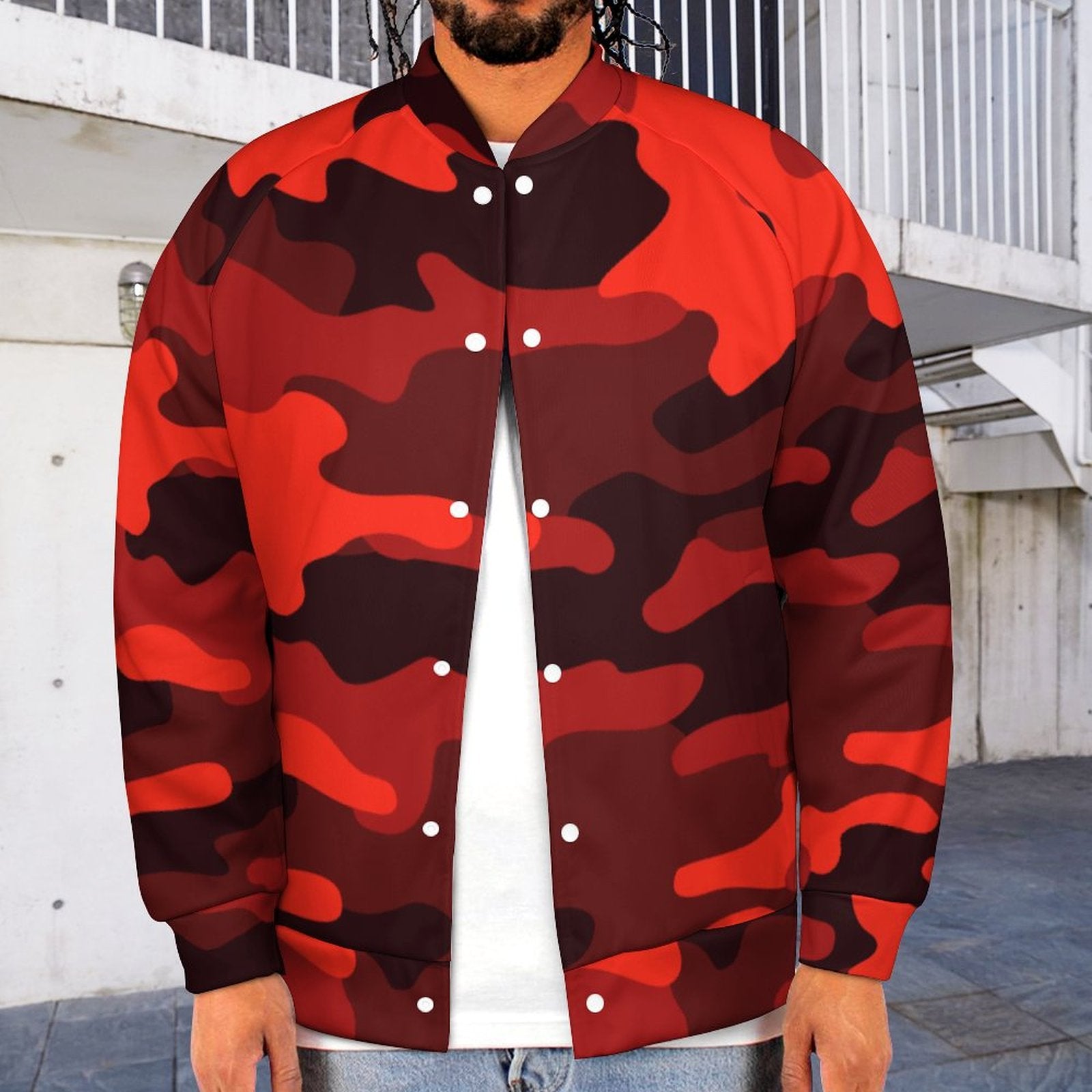 Men's Camo Jacket | Scarlet Red & Black Camouflage Camo Colors