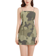 Camo Mini Dress | Spaghetti Strap | Green Fabric Camo Colors
