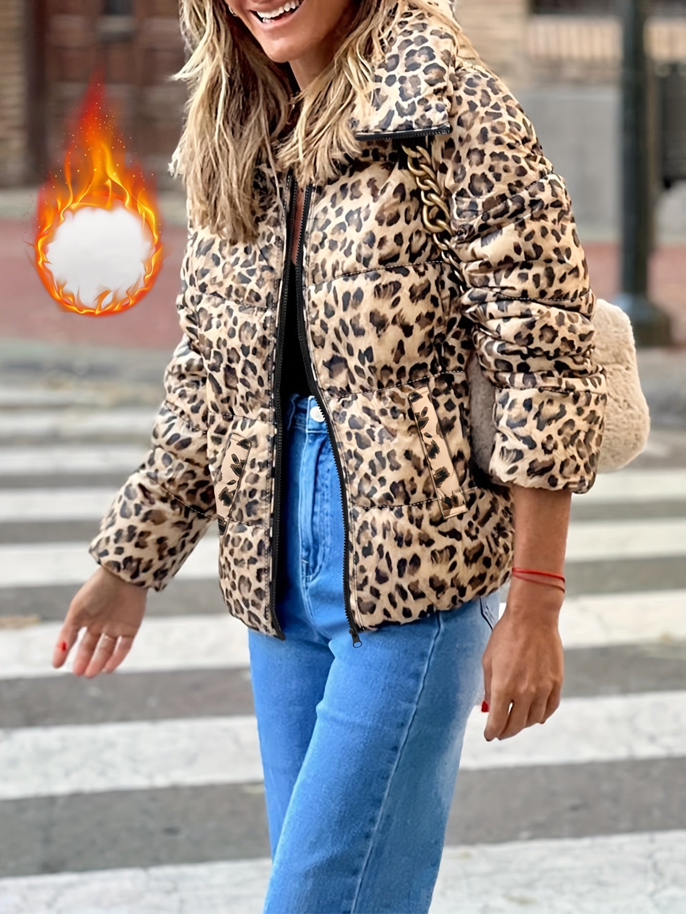 Women’s Leopard Print Zip Pocket Jacket | Camo Colors