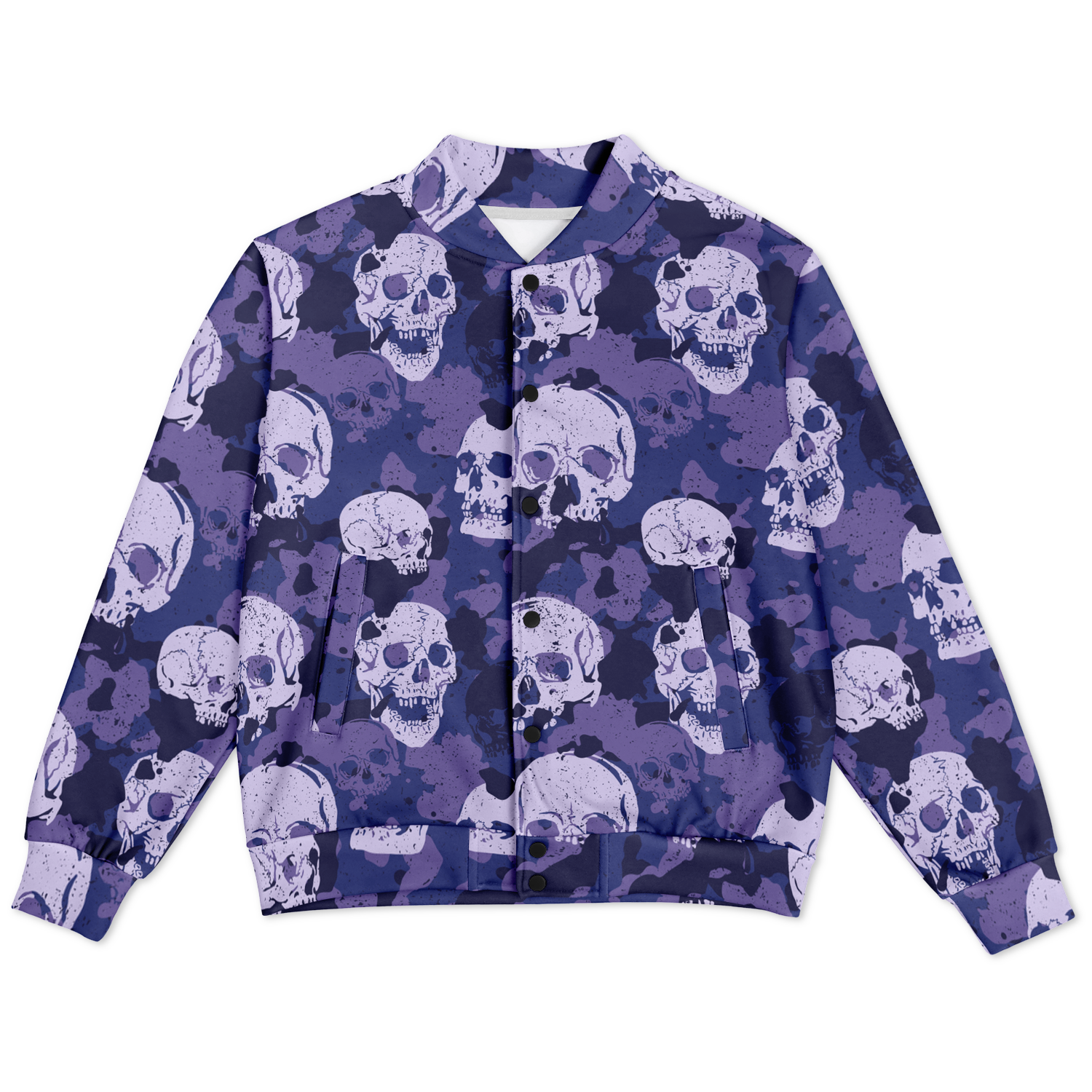 Skulls Jacket | Blue Camo Inspired Baseball Style Coat Camo Colors