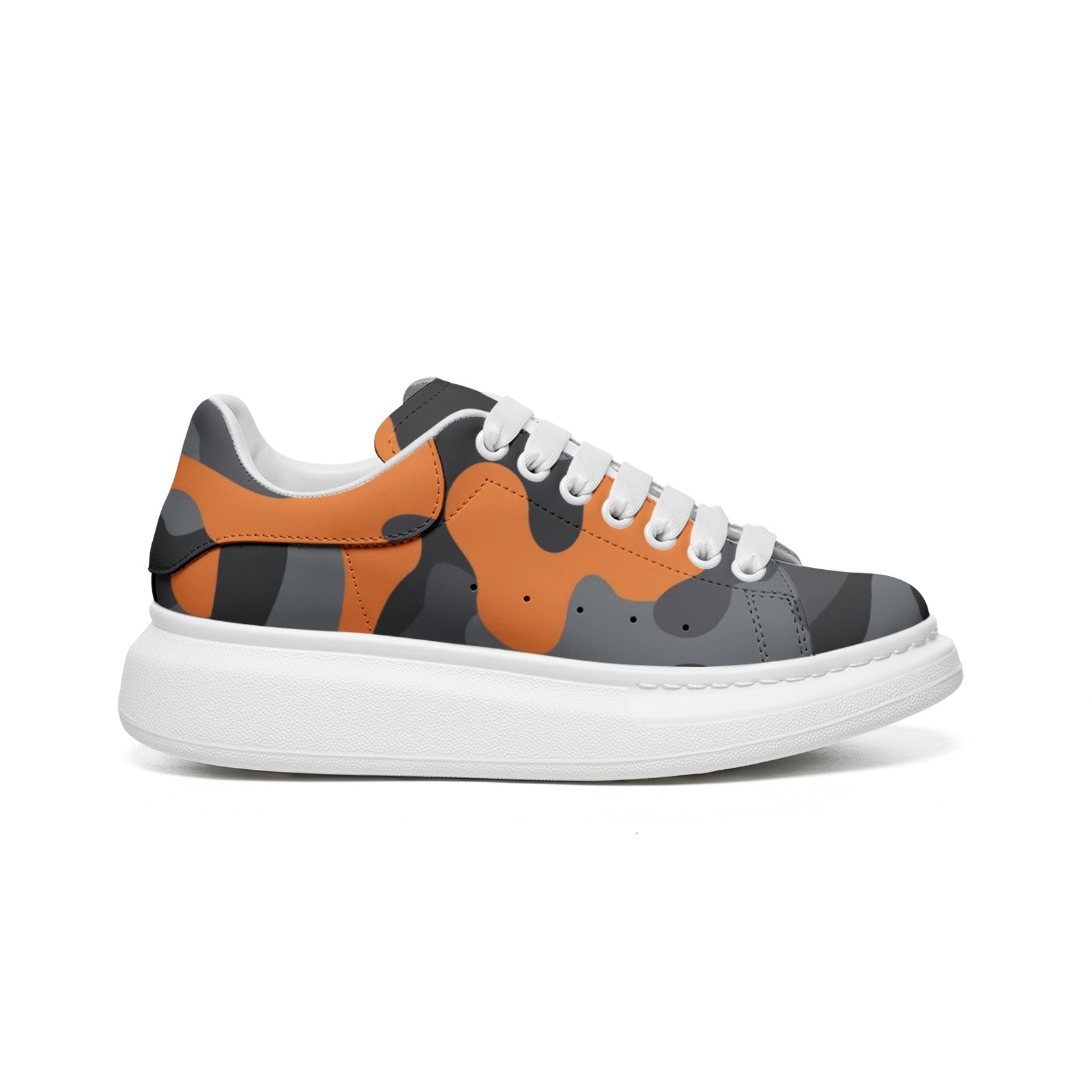 Oversized McQueen Sneakers | Orange, Black & Gray Camouflage Camo Colors