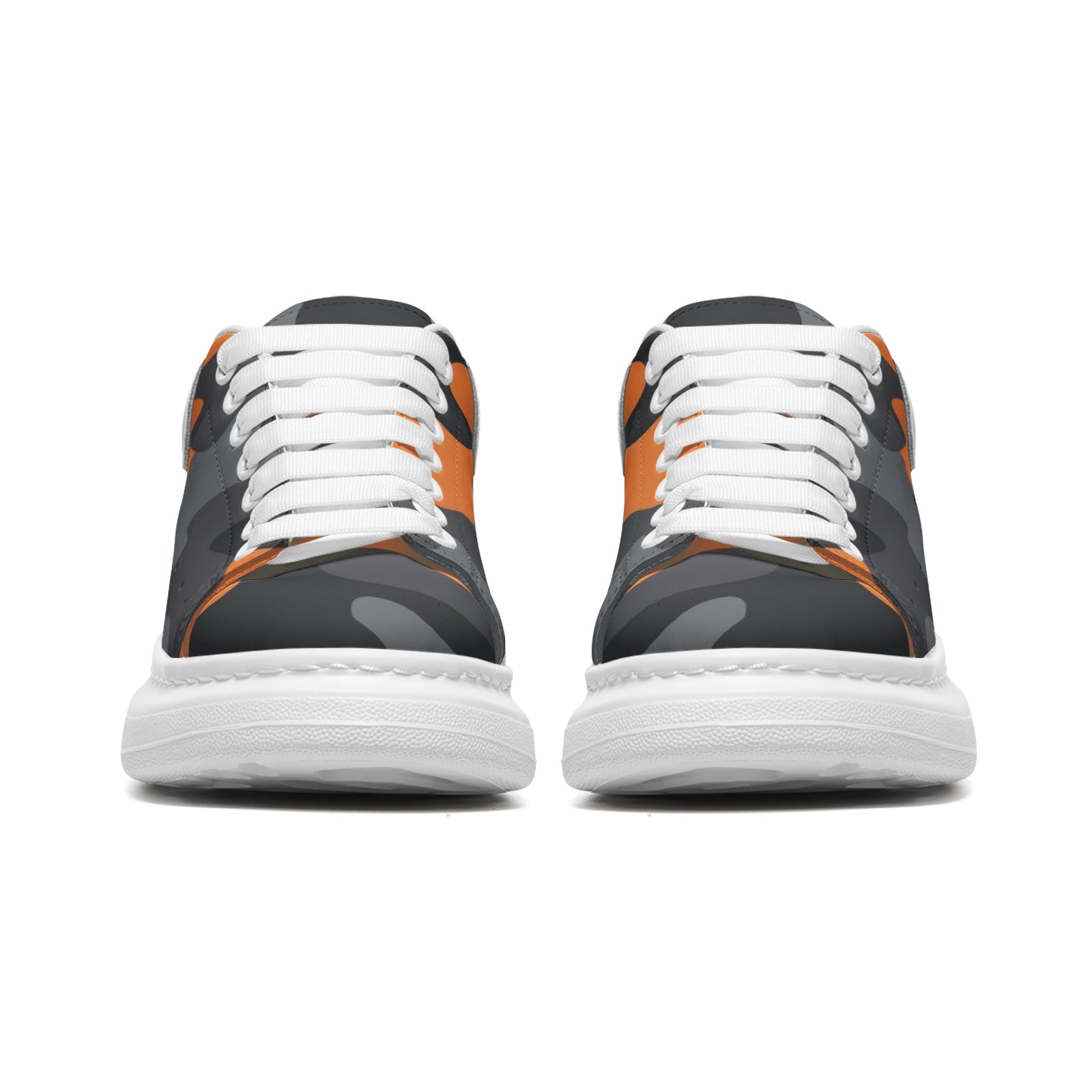 Oversized McQueen Sneakers | Orange, Black & Gray Camouflage Camo Colors