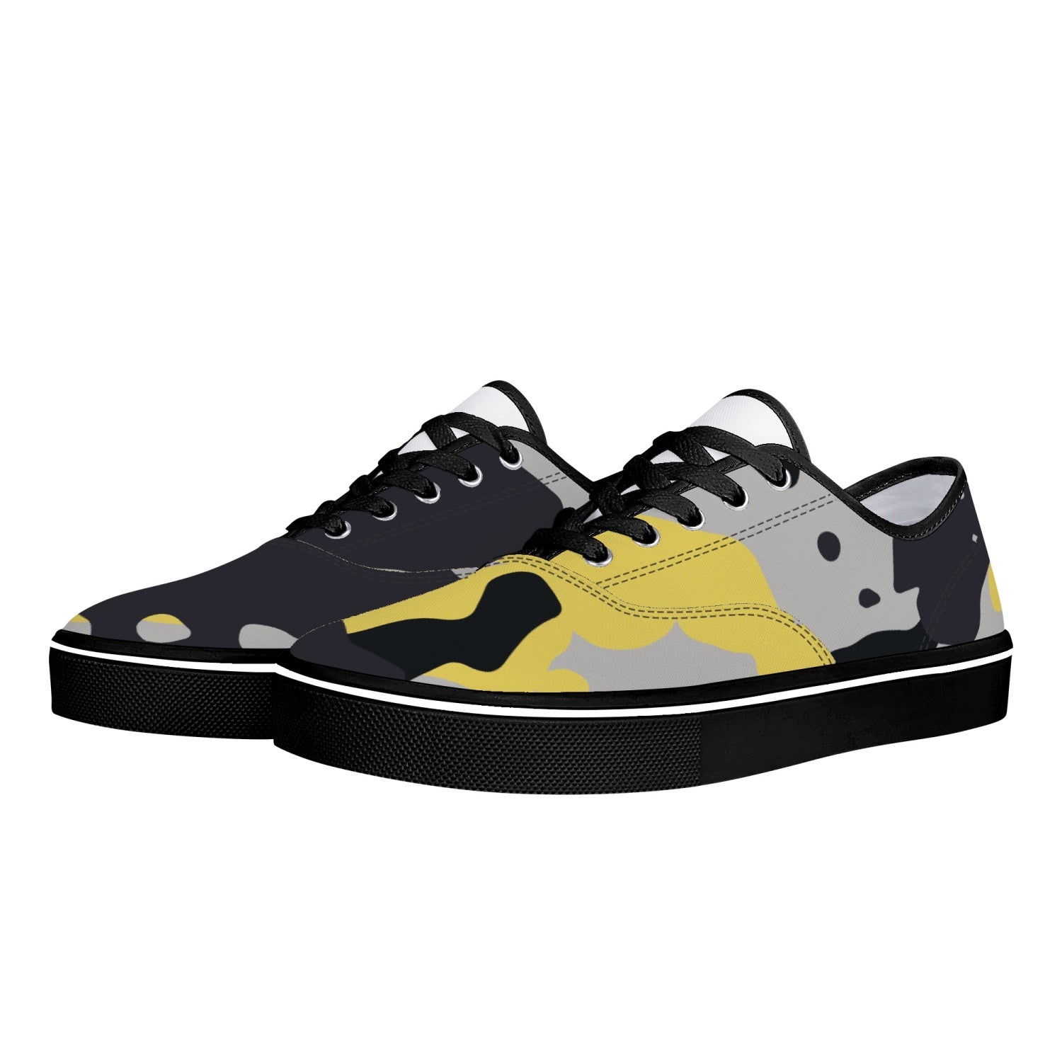 Camo Skate Shoes | Yellow, Black, and Silver Camouflage Camo Colors