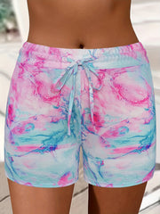 Women's Tie Dye High-Waist Shorts: Casual, Drawstring Waist for Summer Camo Colors