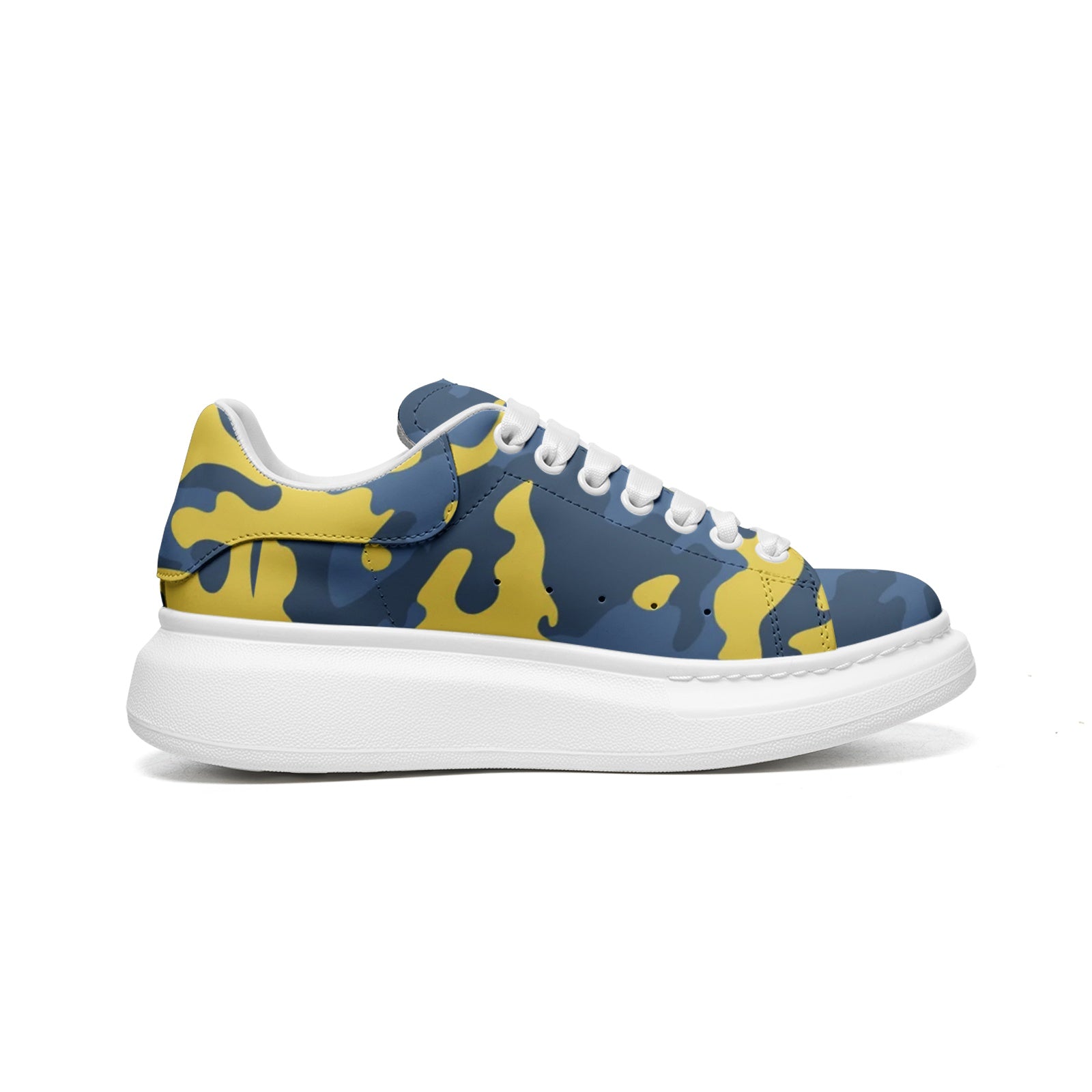 Oversized McQueen Sneakers | Blue and Yellow Camo Camo Colors