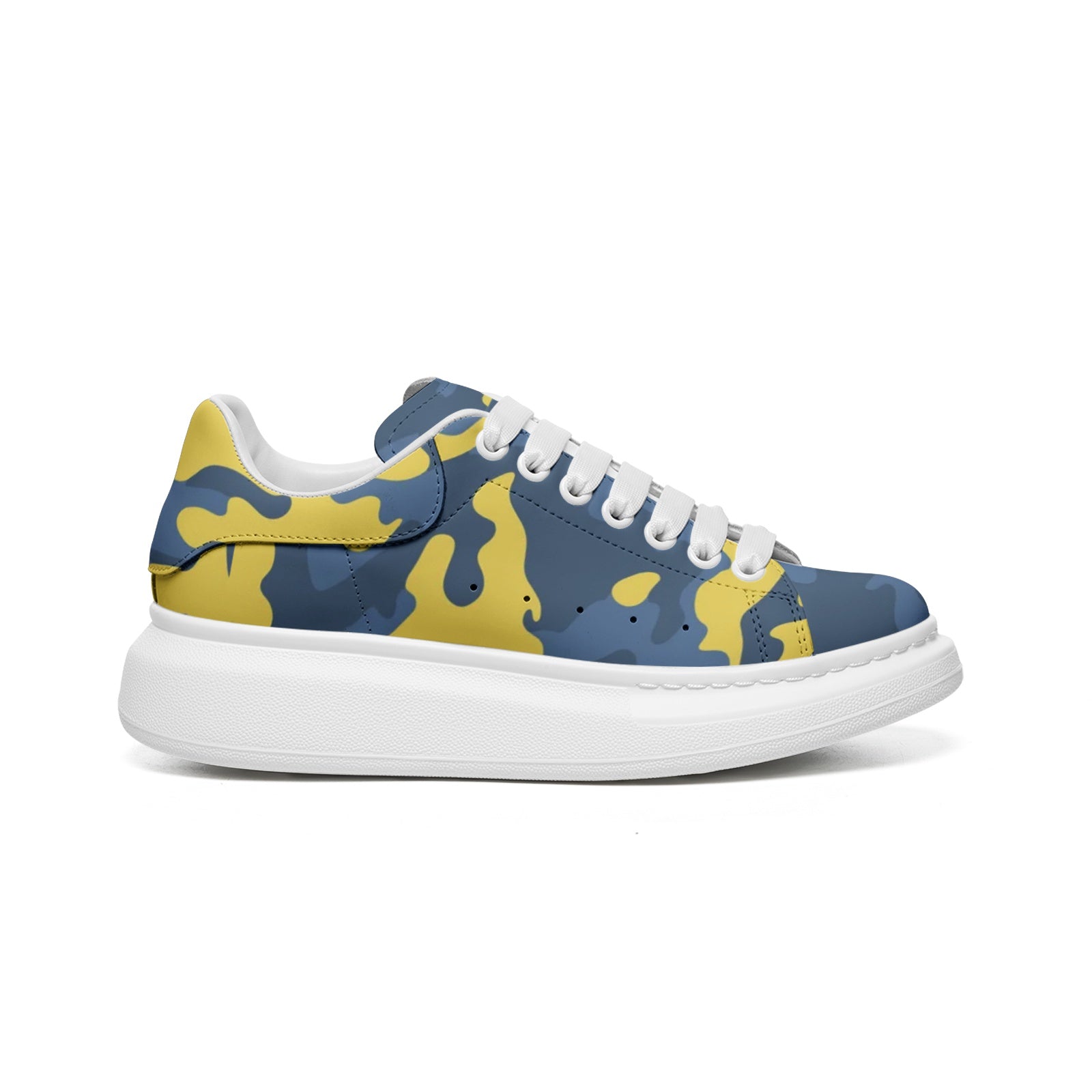 Oversized McQueen Sneakers | Blue and Yellow Camo Camo Colors