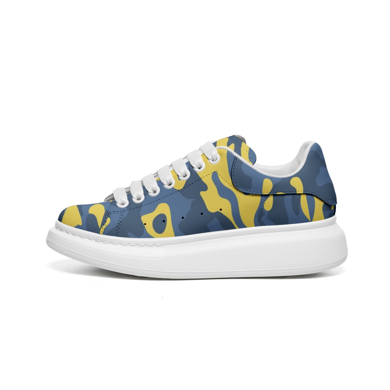 Oversized McQueen Sneakers | Blue and Yellow Camo Camo Colors