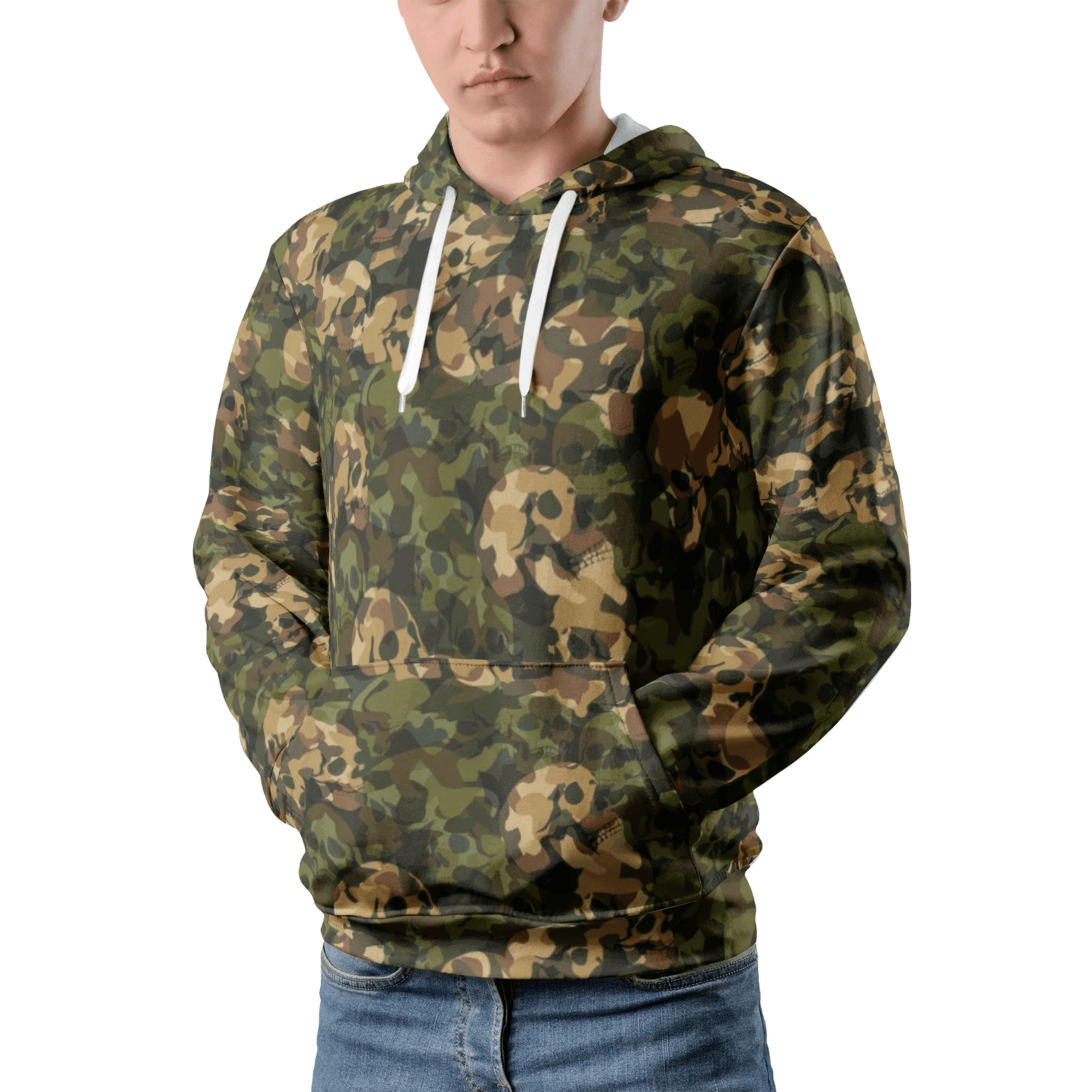 Men's Pullover Hoodies | Brown Skulls Camouflage Camo Colors