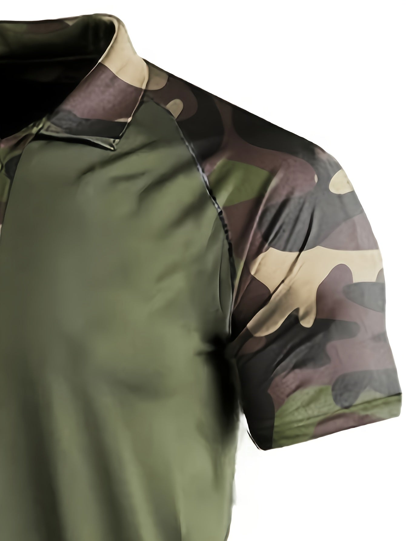 Men's Camouflage Splicing Print Golf Shirt for Spring and Fall Camo Colors