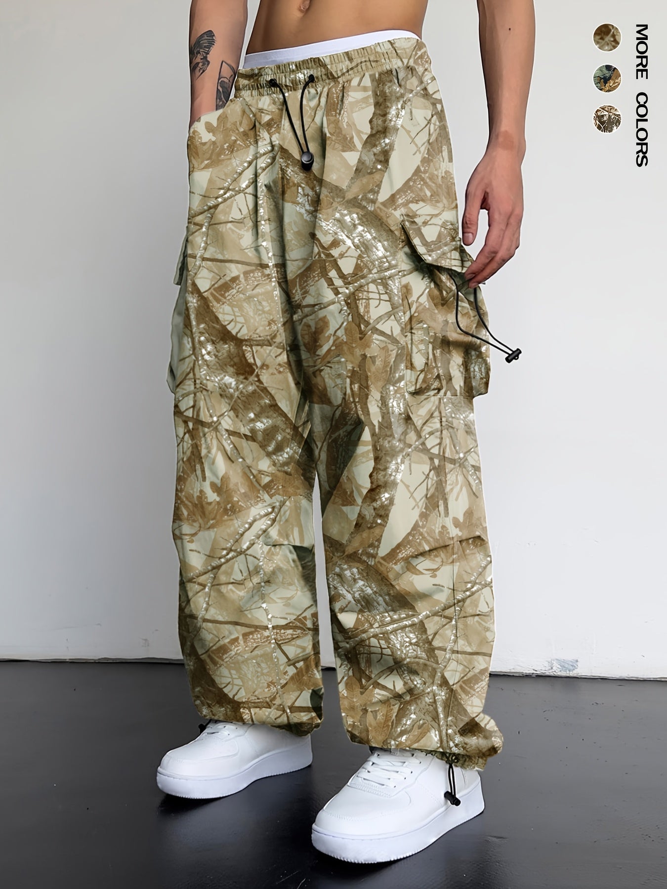 Men's Camo Cargo Pants with Multi-Pocket | Loose Fit Camo Colors