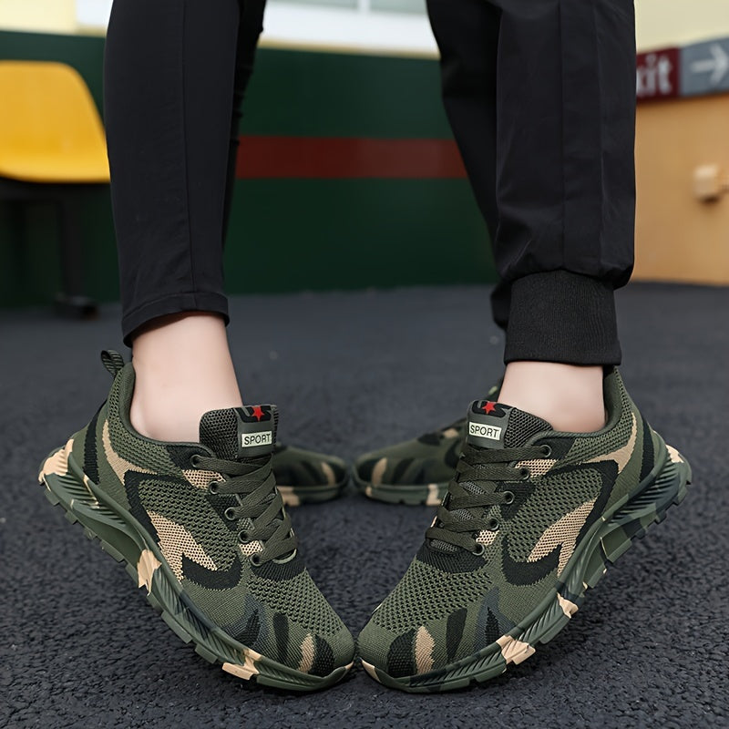 Men's Lightweight Sneakers – Camouflage Pattern, Non-Slip Lace-Up Camo Colors