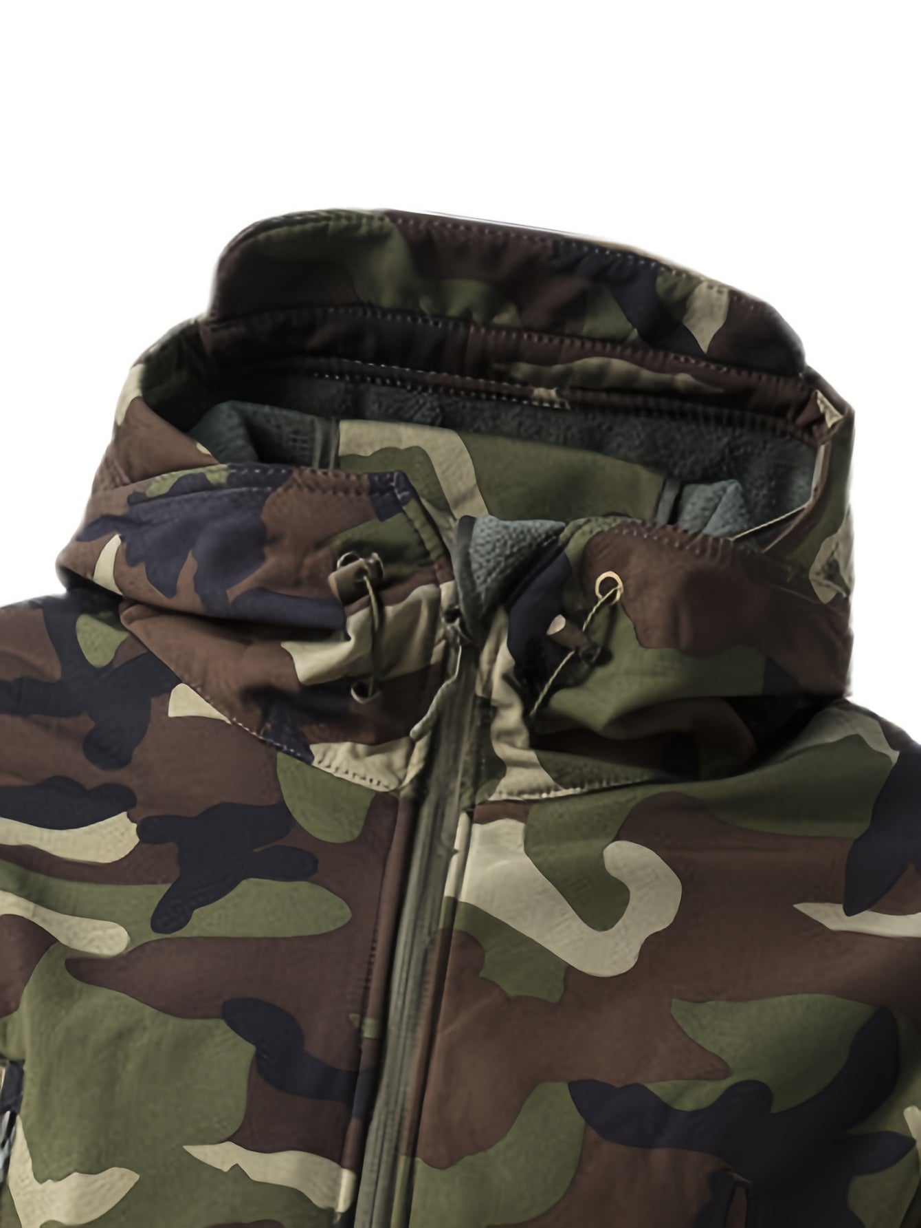 Men's Military Camo Jacket | Hooded Windbreaker with Zippered Pockets, Removable Hood Camo Colors