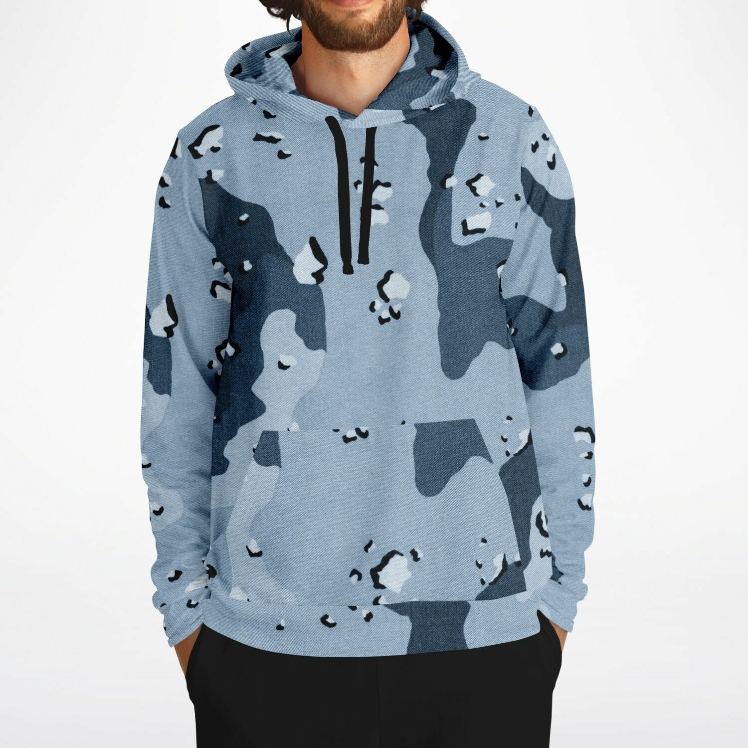 Navy Camouflage Hoodie | Fabric Style Print | Camo Colors
