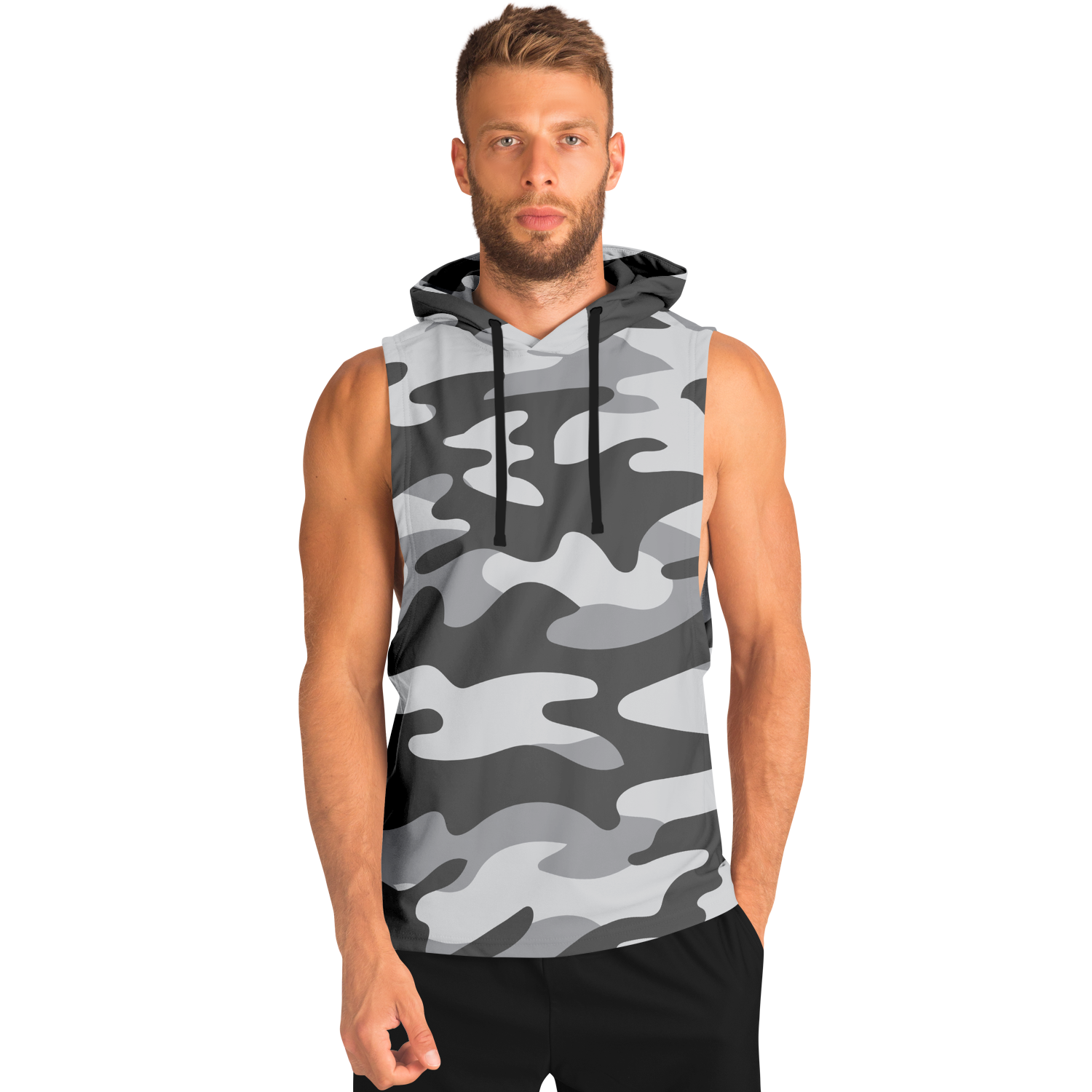 Sleeveless Camo Hoodie | Shades of Grey Camouflage | Camo Colors