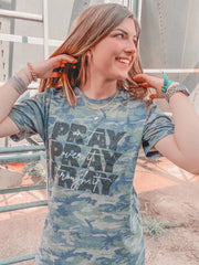 Pray On It, Over It and Through It Camo Tee Camo Colors