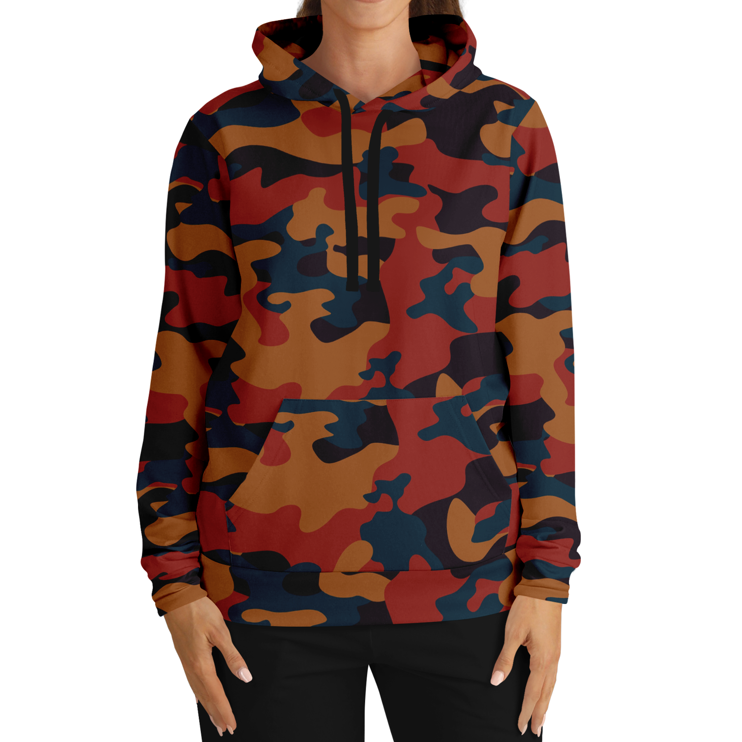Camo Hoodie | Brown, Prussian Blue and Auburn Camo Colors