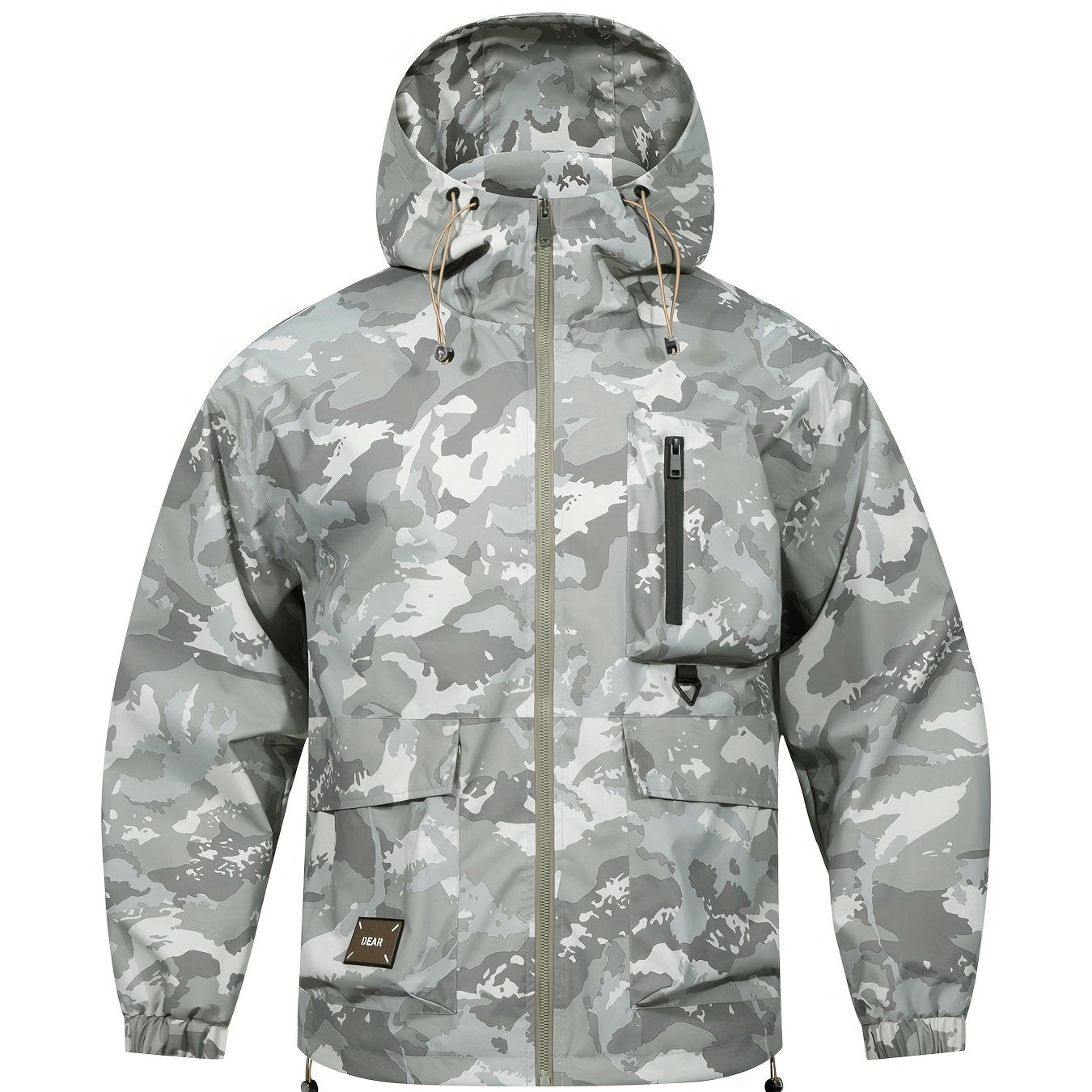 Men's Camo Windbreaker Jacket with a Hood | Multi Pocket Cargo Jacket Camo Colors