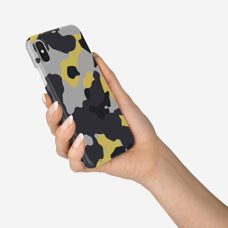 Camo Phone Case | iPhone | Yellow, Black & Silver Camo Colors