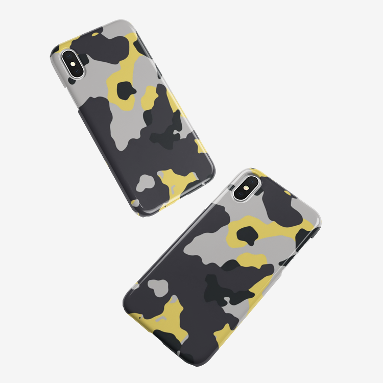 Camo Phone Case | iPhone | Yellow, Black & Silver Camo Colors