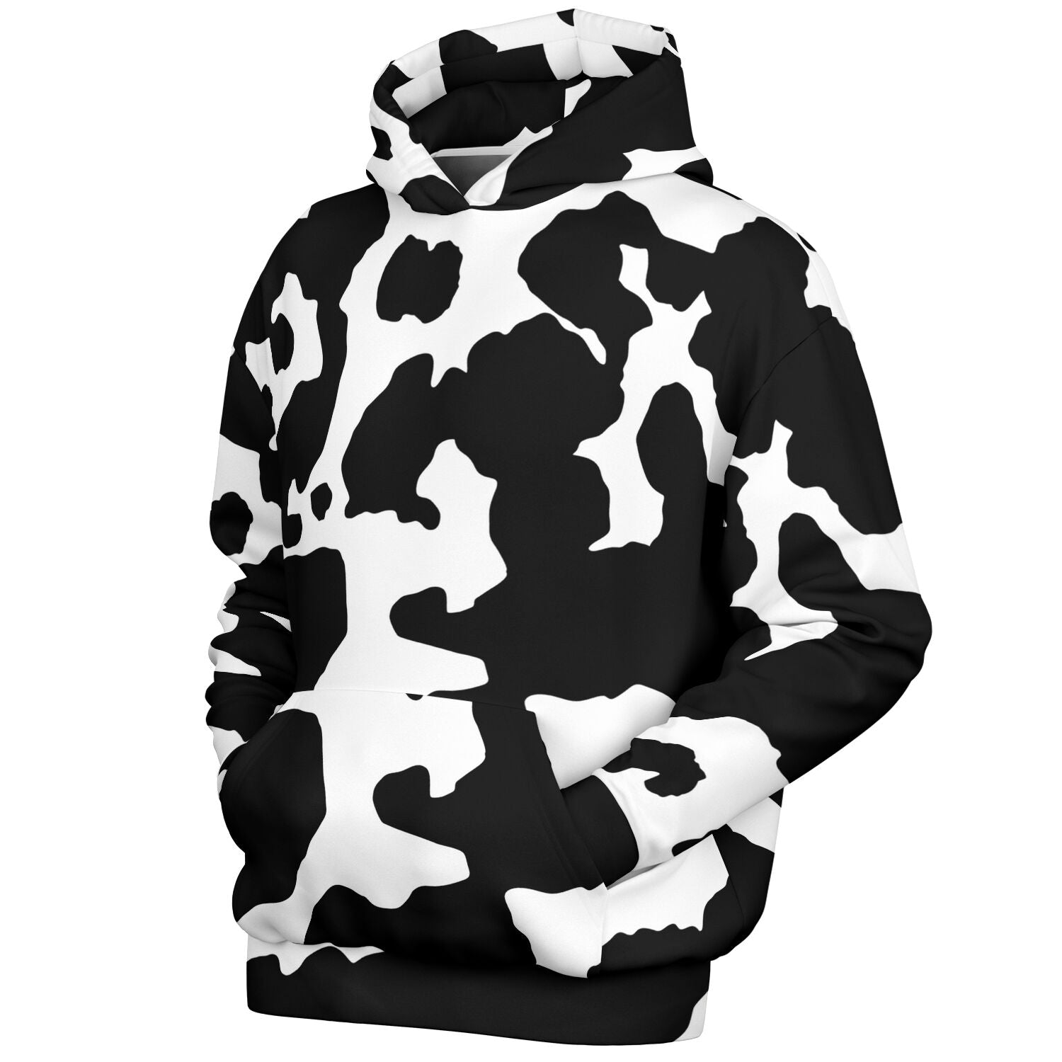Oversized Hoodie in Black and White Cow Print | Camo Colors